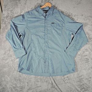 Vintage Rocawear Shirt Mens 3XL Blue Striped Longsleeve Button Up Embroidered‎